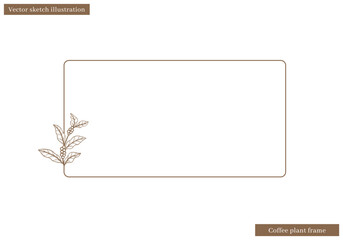 coffee plant leaves rectangle frame border vector sketch hand drawn illustration vector