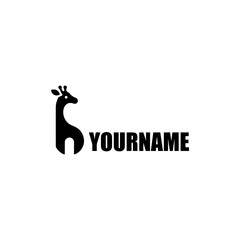 minimalist logo of a girafe simple black and white vector