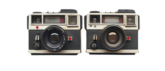 Fototapeta premium Two vintage film cameras side by side.
