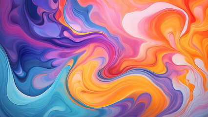 Obraz premium Abstract colorful liquid swirl painting, colorful abstract background, vibrant colors, fluid art, contemporary art, artistic background