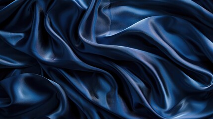 Fototapeta premium Navy blue silk texture and product display in studio photography