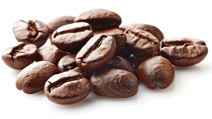 Fototapeta premium Isolated Coffee Beans on White Background with Clipping Path