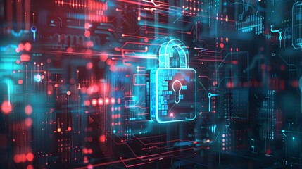 Fototapeta premium Futuristic Business Technology Highlighting Advanced Cyber Security and Digital Protection. Ensuring Data Safety in Modern Enterprises with Sleek and Cutting-Edge Security Solutions
