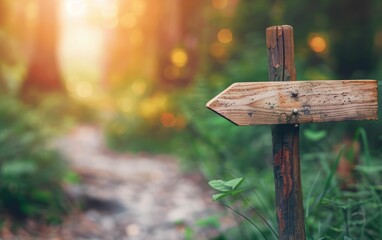 Wooden Arrow Sign in Forest.