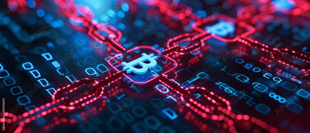 Poster bitcoin blockchain concept.