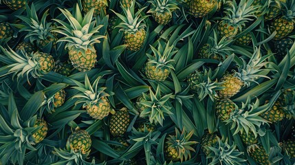 Fototapeta premium pineapple as background, top view