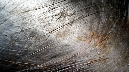 A close up of a metal surface with a lot of hair on it, backdrop overlay