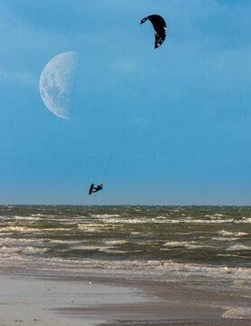 kite surfing on the beach