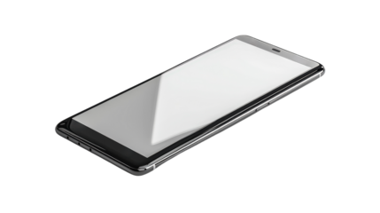 A sleek, modern smartphone with a blank screen, isolated on a black background. Perfect for app showcases, technology concepts, and modern designs.