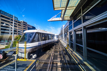 Automated Transit System in Motion at Minneapolis Airport - Eye-Level View