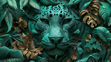 Fototapeta premium Exquisite 3D Relief Animal Wallpaper: AI-Generated Mural Art