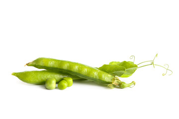 Green peas on white background