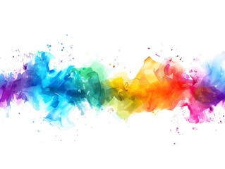 Fototapeta premium Vibrant watercolor paint drips and stains on soft fibrous paper material with a dynamic rainbow gradient Organic and illustrative hand drawn watercolor painting style