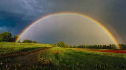 Obraz premium Fields of Wonder rainbow in the Fields