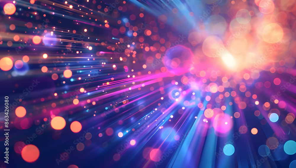 Poster vibrant abstract background with colorful lights and bokeh effect, creating a dynamic and festive at