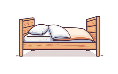Isometric double bed with two pillows. Vector illustration isolated on white background.