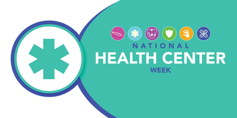 National health Center week is observed every year during August, to raise awareness about the mission and accomplishments of America's health centers over the past five decades. Vector illustration.