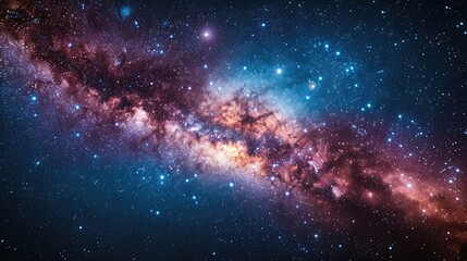 Obraz premium Beautiful fantasy starry night sky, blue and purple colorful, galaxy and aurora 4k wallpaper 