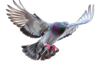 Fototapeta premium Flying Pigeon Isolated on a White Background
