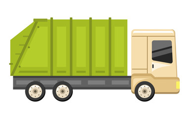 Garbage truck design on white background