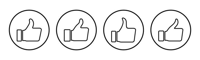 Thumbs up icon set. Hand like. Like icon vector.