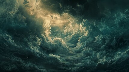 Fototapeta premium Dark cyan and light black storm with a turbulent sky.