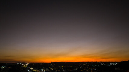 Curitiba in Paraná, Brazil. Aerial View. Wonderful sunset with views of buildings and Tanguá...