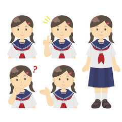 セーラー服を着た女の子のイラスト