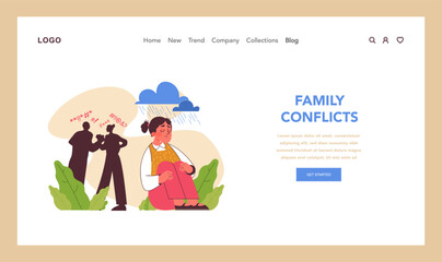 Family conflicts concept. Flat vector illustration