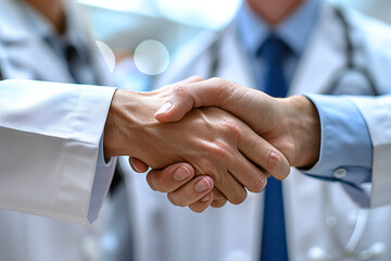 Close-Up of Doctors Shaking Hands in Medical Collaboration