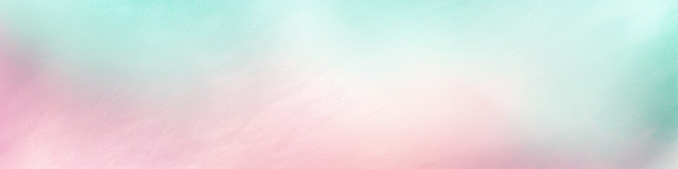 Obraz premium A soft and dreamy background featuring a smooth gradient of pastel pink and mint green colors, with a rough, grainy texture, banner