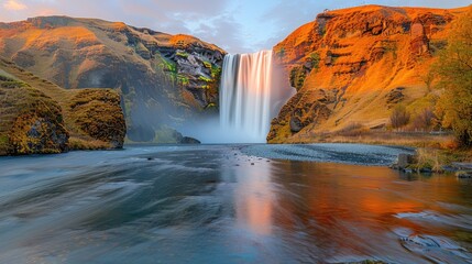 beautiful torrent of skogafoss. 