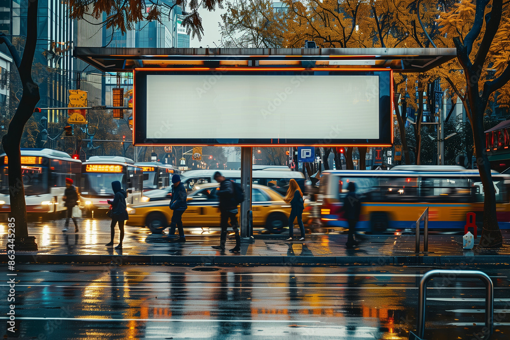 Poster Outdoor blank billboard on the street