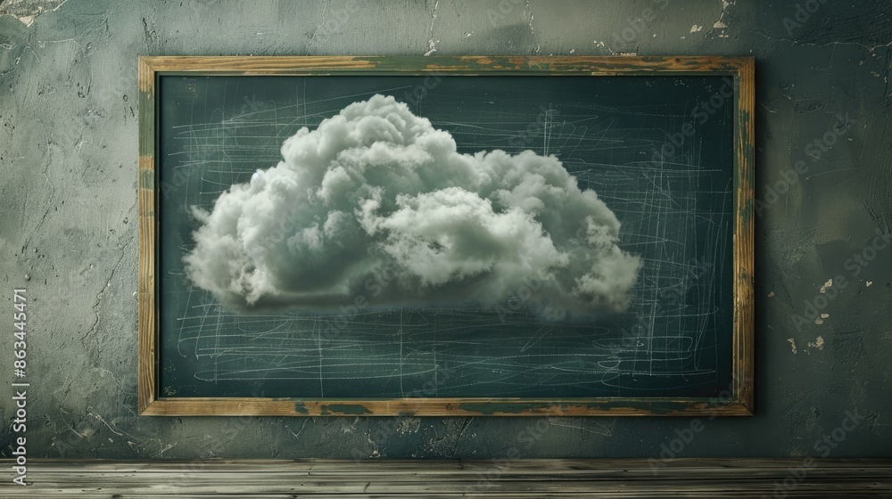 Aufkleber cloud computing displayed on a chalkboard