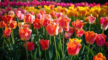 Vivid Tulips under Sunlight