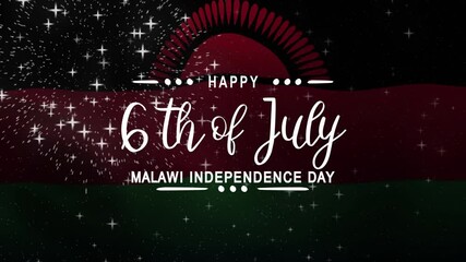 Happy Malawi Independence Day Text Animation with Canada Flag Background. Celebrate Happy Malawi Independence Day on 1th of July. Great for celebrating Happy Malawi Independence Day.