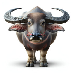 buffalo standing on white background