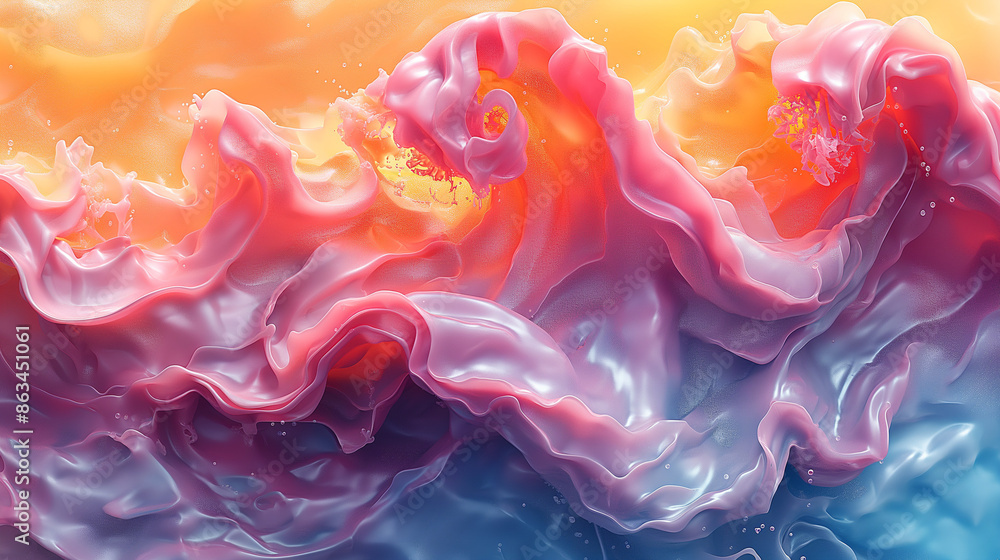 Leinwandbilder colorful with dynamic shapes on a colorful background with playful elements rendered in 3d in a cart
