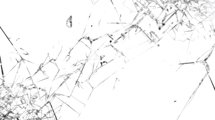 Abstract broken glass on transparent background 