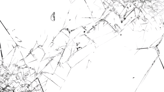 Abstract broken glass on transparent background 