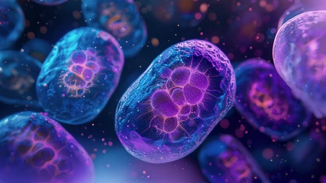 Closeup animation of a mitochondrial fusion protein essential for mediating the merging of organelles.