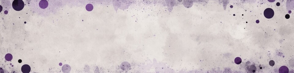 Fototapeta premium A retro grunge background with purple and gray polka dots and watercolor splashes, banner, copy space