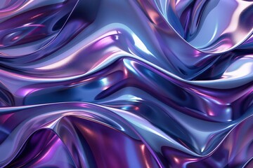 Obraz premium abstract background with shiny plastic waves and purple blue textures lustrous liquid wavy pattern 3d render