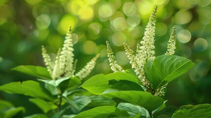Fototapeta premium Blossoming Finnish knotweed found in a park