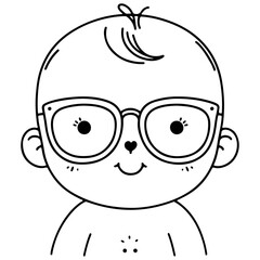 Minimalist Line Art of Baby with Oversized Glasses