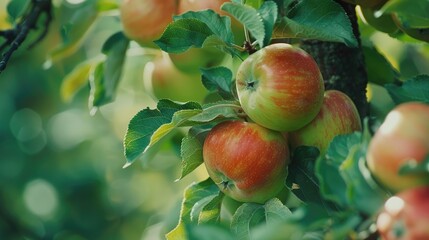 Appletree with fruits in close up