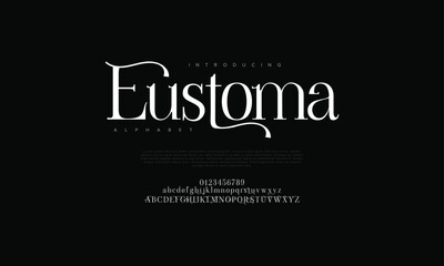 Eustoma premium luxury elegant alphabet letters and numbers. Vintage wedding typography classic serif font decorative vintage retro. creative vector illustration