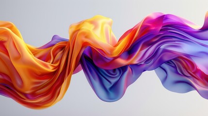 3D render wallpaper featuring abstract color fabric floating