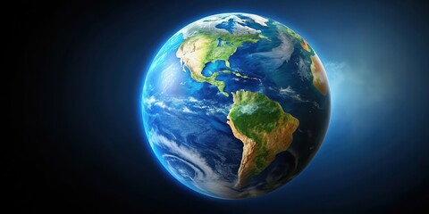 Fototapeta premium Planet earth in space with visible continents and oceans , world, globe, environment, nature, blue planet