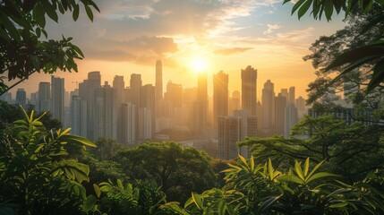 Cityscape with Reforestation Program